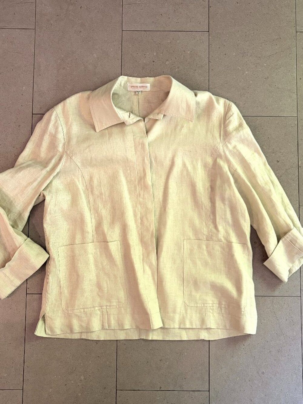 Spring Breeze Italian linen/cotton pale yellow jacket/blouse-XL